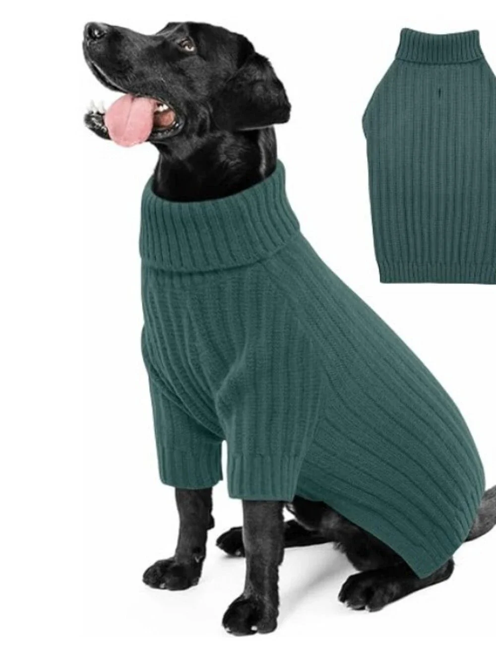 Classic Cable Knit Dog Sweater - Dark Green Large